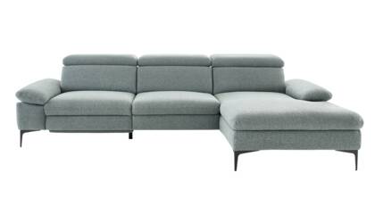 Ecksofa Felipa - 3-Sitzer mit Longchair rechts inkl. Relaxfunktion (motorisch), Armlehne und Kopfteil verstellbar, Stoff, Graugrün gf 25 Ecksofa Felipa stoff hellblau fs 1 small | Homepoet