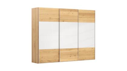 Schwebetürenschrank Colorado - B ca. 307 cm, Eichenfurnier mit Glas weiss na Schrank Colorado masterbild 202711 small | Homepoet