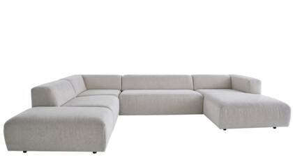 Ecksofa Caruso - Ecke links, 2-Sitzer, Longchair rechts, Stoff, Ecru co 25 caruso sofa masterstory stoff beige 02 001 small | Homepoet