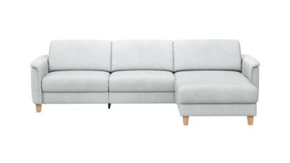 Ecksofa Mendoza - 2,5-Sitzer mit Longchair rechts, Relaxfunktion motorisch, Bettkasten, Leder, Eisblau akador gold Polsterecke Mendoza arctic masterbild 136954 small | Homepoet