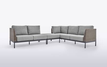Ecklounge Setja -3-Sitzer, Zwischenelement mit 2-sitzigem Anbauelement Armlehne rechts, inkl. Sitz- und Rückenkissen, Hularo-Geflecht, Naturfarben Id 24 ecklounge setja fs 2 small | Homepoet