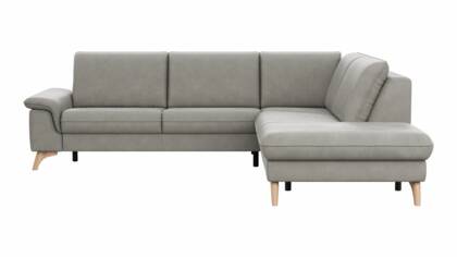 Ecksofa Tulsa KS - 2,5-Sitzer, Spitzecke und 1,5-Sitzer mit Anstellhocker rechts, Leder, Graubeige na Polsterecke Tulsa KS graubeige masterbild 1448063 small | Homepoet