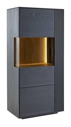 Vitrine Estana - inkl. Beleuchtung, Eiche massiv, anthrazit gs 25 Vitrine estana eiche anthrazit ma 01 001 small | Homepoet