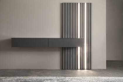 Highboard 3900 - Hängend mit Lamellen und Beleuchtung, Lack, Dunkelgrau 23 co kombi lamelle 3900 grau mil 3977 23 small | Homepoet