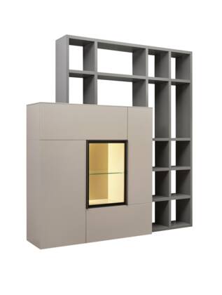 Wohnwand Satola - inkl. Beleuchtung, Lack matt taupe, Lack anthrazit gs 25 wohnwand beleuchtung lack taupe lack anthrazit 01 ma 02 small | Homepoet