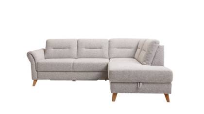 Ecksofa Almyra - 2,5-Sitzer mit Ottomane rechts, inkl. Schlaffunktion und Bettkasten, Stoff, Silbergrau 002.5 na 26 ecksofa almyra schlaffunk bettkasten stoff silbergrau FS 001 small | Homepoet