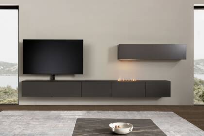 Wohnwand 3900 - inklusive Kamin und TV-Halterung, Lack, Schiefergrau 23 co wohnwand 3900 schwarz kamin mil 3863 23 small | Homepoet