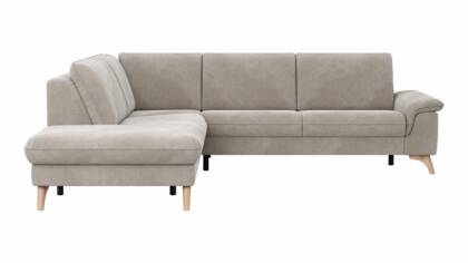 Ecksofa Tulsa KS - 1,5-Sitzer mit Anstellhocker links, Spitzecke und 2,5-Sitzer rechts, Stoff, Graubeige na Polsterecke Tulsa KS graubeige masterbild 141455 small | Homepoet