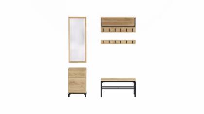 Garderobenkombination Williston - Korpus Wildeiche bianco / Front sandgestrahlt na Garderobenkombination Williston masterbild Wildeiche bianco ge  lt sandgestrahlt 141473 smal | Homepoet