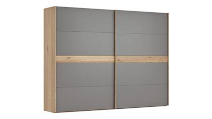 Schwebetürenschrank Viana - B ca. 301 cm, Lack, Steingrau, Riffholz, Balkeneiche gf Schrank Viana masterbild 120142 small | Homepoet