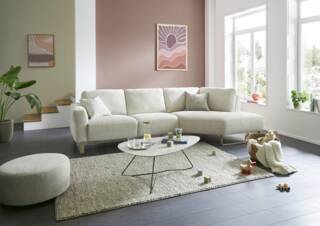 Ecksofa Leona - 2,5-Sitzer mit Ecke rechts inkl. Relaxfunktion motorisch, Stoff, Creme  gf 25 trapetzsofa leona beige mi 01 002 small | Homepoet
